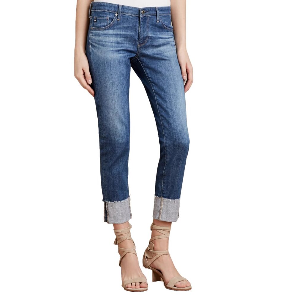 AG Adriano Goldschmied‎ the Stevie Slim Straight Cuffed Low Rise Jeans
